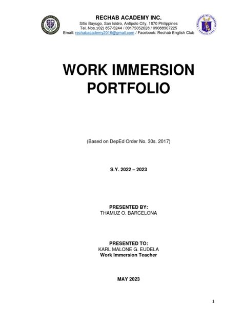 Rechab Academy Work Immersion Portfolio .